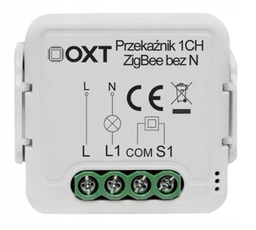 OXT Mini Przekaźnik 1 Obwód bez N ZigBee 10A TUYA Smart Life Zigbee2MQTT