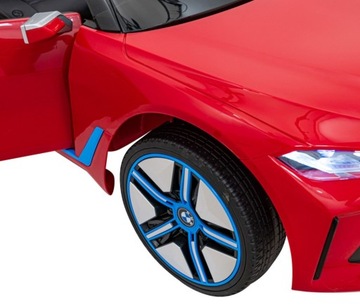 Детский игрушечный автомобиль BMW i4 на аккумуляторе, Красный + Бесплатный старт + EVA + Экокожа