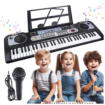 KEYBOARD ORGANY PIANINO DO NAUKI 61 KLAWISZY DLA DZIECI + MIKROFON ZASILACZ