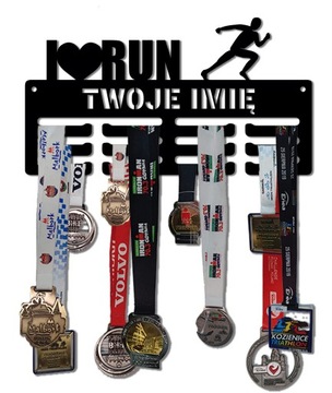 Wieszak na medale I LOVE RUN z imieniem 58.3