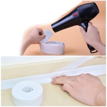 БЕЛАЯ УПЛОТНИТЕЛЬНАЯ ЛЕНТА для ВАННЫ ДУШЕВОГО ПОДДОНА УМЫВАЛЬНИКА Цвет уплотнителя БЕЛЫЙ