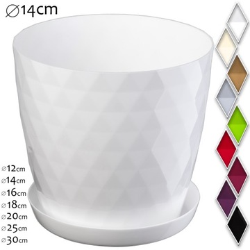 ПЛАСТИКОВЫЙ ЦВЕТОЧНЫЙ ГОРШОК НА ПОДСТАВКЕ КРЫШКА ДЛЯ ЦВЕТОЧНОГО ВАЗОНА 14см БЕЛЫЙ KADAX