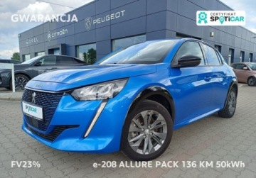 Peugeot 208 II e-208 Elektryczny 136KM 2023 Peugeot 208 123 e-208 Allure Pack 136 KM I wl. Gwarancja FV23