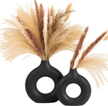 КРУГЛАЯ КЕРАМИЧЕСКАЯ ВАЗА С ОТВЕРСТИЕМ СОВРЕМЕННЫЙ ЧЕРНЫЙ БОХО ПОНЧИК 23