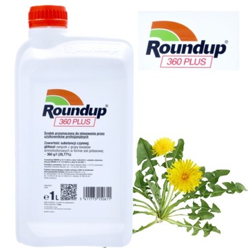 ROUNDUP 360PLUS RANDAP 1L SRODEK CHWASTOBÓJCZY CHWASTY OPRYSK ODCHWASZCZA