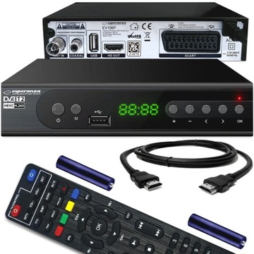 Dekoder tuner DVBT 2 HEVC telewizja naziemna HDMI SCART PROGRAMOWALNY PILOT