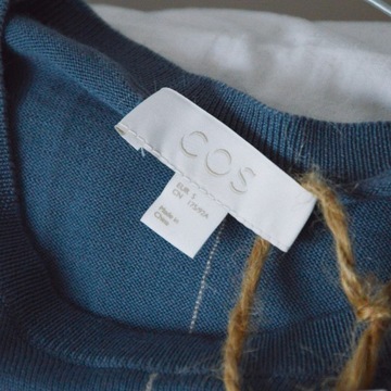 niebieski sweter 100% wełna COS S 36 M