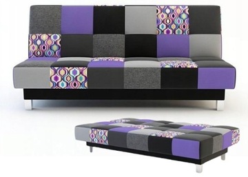 Wersalka fioletowa Marika sofa kanapa rozkładana do spania w salonie pokoju