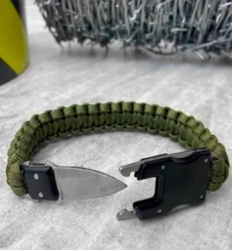 OPASKA BRANSOLETKA SURVIVAL PARACORD Z NOŻEM