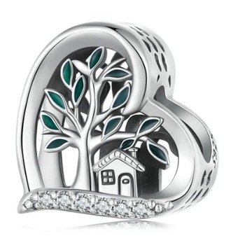 MD charms serce drzewo drzewko dom domek rodzina korzenie S925