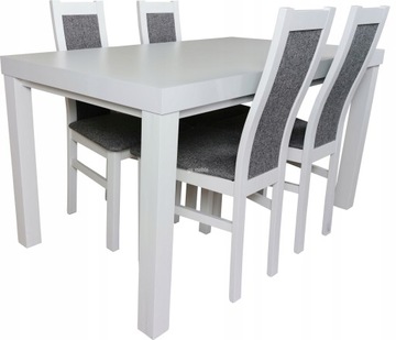 stół MAXI 160/200x90 4 krzesła AUSTIN biały połysk