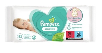 PAMPERS CHUSTECZKI SENSITIVE 52 sztuki nawilżane