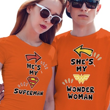 KOSZULKI KOSZULKA T-SHIRT DLA PAR MY SUPERMAN MY WONDER WOMAN JAKOŚĆ