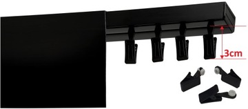 Потолочный карниз ЧЕРНЫЙ 1 направляющая с крышкой Потолочный карниз с крышкой 9CM 220