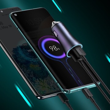 АВТОМОБИЛЬНОЕ ЗАРЯДНОЕ УСТРОЙСТВО BASEUS FAST USB/USB-C МОЩНОСТЬЮ 40 ВТ + КАБЕЛЬ USB КАБЕЛЬ