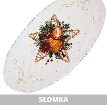 Салфетки новогодние овальные, блестки, 25х45 см УЗОРЫ