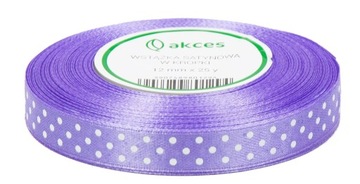 WSTĄŻKA satynowa tasiemka GROSZKI kropki 12 mm - 22 m FIOŁEK