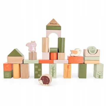 НАБОР ДЕРЕВЯННЫХ БЛОКОВ VIGA PolarB ЗЕЛЕНЫЕ ЖИВОТНЫЕ, 50 ЭЛЕМЕНТОВ