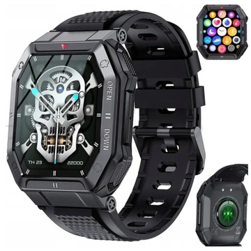 SMARTWATCH MĘSKI MILITARNY SPORTOWY WIELOFUNKCYJNY ROZMOWY KROKI PULSOMETR