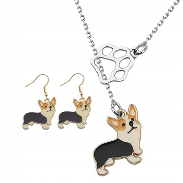 1 zestaw stopu Corgi Decor Naszyjnik Kolczyki