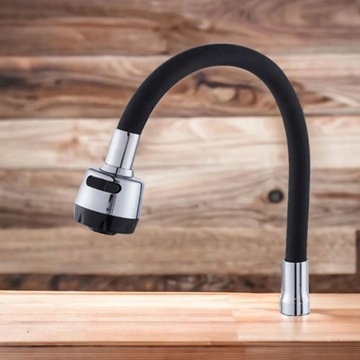 WYLEWKA PERLATOR PRZEDŁUŻKA BATERII KRANU ELASTYCZNA 360° KUCHENNA CZARNA