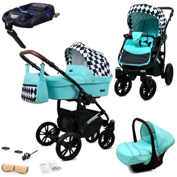 Wózek 4w1 dziecięcy BabyLux Optimal + baza Isofix