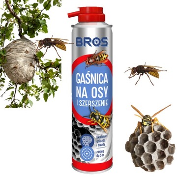 Spray Aerozol Gaśnica preparat na osy i szerszenie BROS 600 ml Długo działa