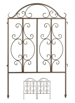 Relaxdays płotek ogrodowy metal 63,5 cm x 98 cm brązowy 3 elementy