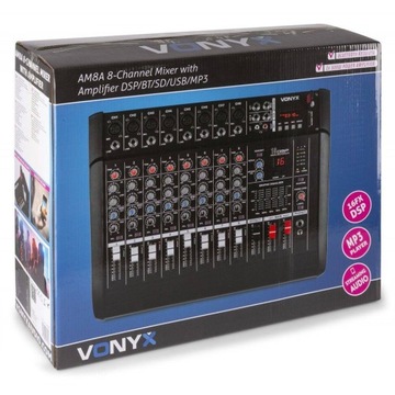 8-канальный мощный микшер DSP BT SD USB MP3 AM8A