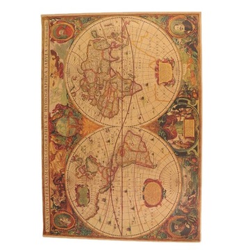 Retro World Map Kraft Paper Nautical Chart B