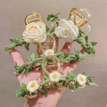 Весенний зажим с цветком лилии для женщин, сладкий винтажный коготь с листьями подсолнечника