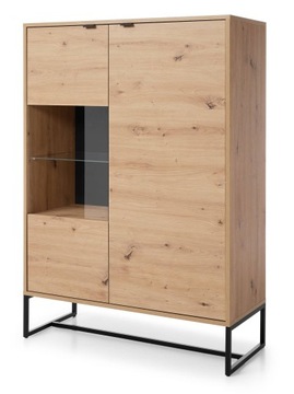 Witryna 93 cm NOAH dąb artisan metalowe nogi szkło