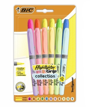 Zakreślacze BIC GRIPP COLLECTION (12 kolorów)
