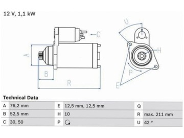 STARTÉR (12V, 1,1KW) AUDI A3 TT FORD GALAXY