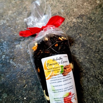 Чай Рождественский ЧЕРНЫЙ в подарок на зиму, рожок Апельсин с Корицей 40г