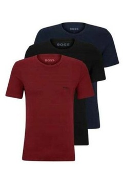 Hugo Boss T-shirt męski 3 sztuki, granatowy, czarny, czerwony, Rozmiar XL