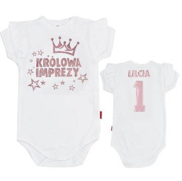 Body z falbanką KRÓLOWA IMPREZY + imię urodziny 86