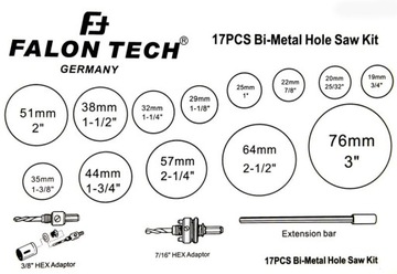 НАБОР БИМЕТАЛЛИЧЕСКИХ КОРОНОЧНЫХ ПИЛОВ 17 ШТ.