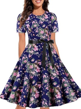 Sukienka Elegancka sukienka Midi w kwiaty damska l