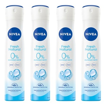 NIVEA Fresh Natural Antyperspirant Dezodorant damski w sprayu 150ml x 4