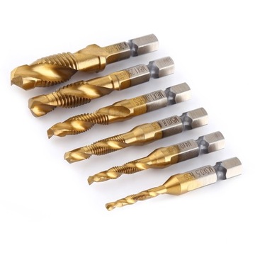 6 sztuk gwint metryczny M3-M10 powlekane tytanem