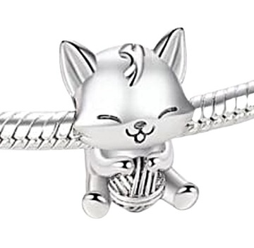 MD charms zawieszka kot z wełną cat kotek | S925
