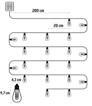 САДОВАЯ ГИРЛЯНДИЯ СОЛНЕЧНАЯ ЛАМПА 20LED БОЛЬШАЯ ЛАМПА