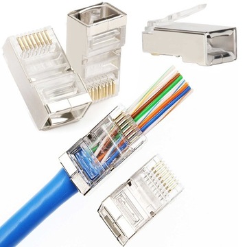 Wtyk RJ45 kat6 ekran pass through przelotowe 100sz