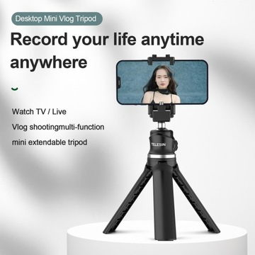 Przenośny mini statyw do telefonu stojak z obrotową głowicą kulową do selfie Vlog