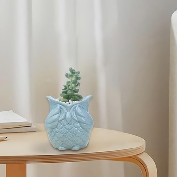 Pojemnik ceramiczny w kształcie doniczki w kształcie sowy do dekoracji wnętrz Nie wygląda na niebieski