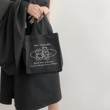 Cute Lunch Bag Canvas Lunch Box Picnic Tote Cotton Cloth Small Handbag