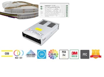 Zestaw 15m Taśma LED COB 840 chips 16W 24V RGB+CCT aplikacja TUYA