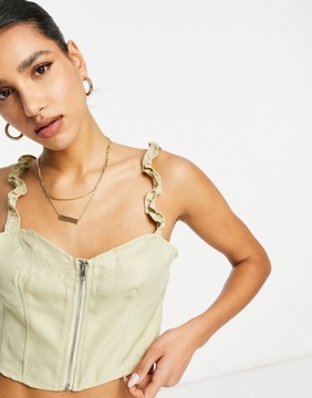 MISSGUIDED GORSET Z SUWAKIEM KREMOWY 36 ABF