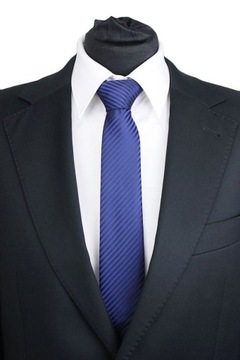 WĄSKI MĘSKI KRAWAT SLIM 6 cm GRANATOWY W PRĄŻKI